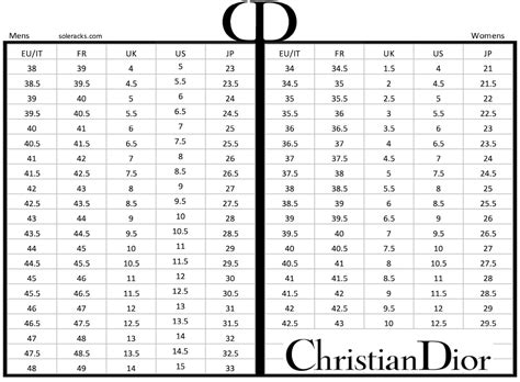 dior shoe size guide.